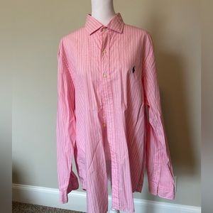 Men’s pink polo. Size L